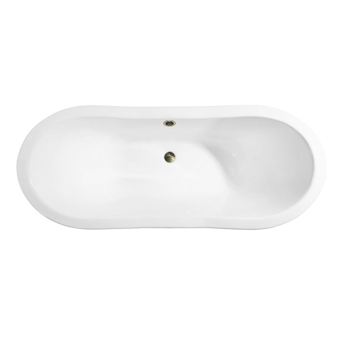 StreamlineBath 72'' x 30.9'' Freestanding Soaking Porcelain Enameled Cast Iron Bathtub Wayfair